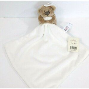 George Brown Bear White Security Blanket Plush NEW w Tag Baby Lovey